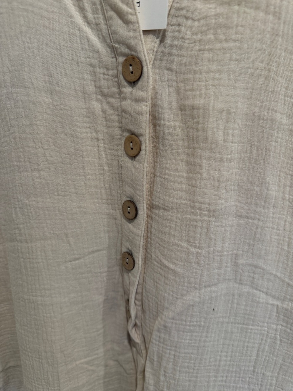 Sleeveless Button-Front Beige Jumpsuit - Picture 3 of 6